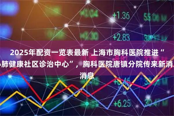 2025年配资一览表最新 上海市胸科医院推进“心肺健康社区诊治中心”，胸科医院唐镇分院传来新消息
