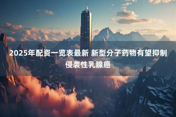 2025年配资一览表最新 新型分子药物有望抑制侵袭性乳腺癌