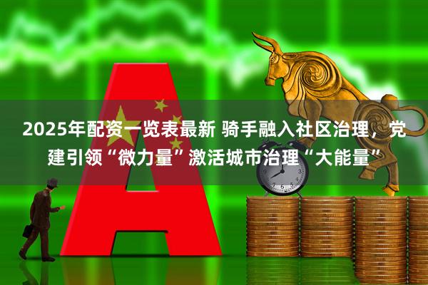 2025年配资一览表最新 骑手融入社区治理，党建引领“微力量”激活城市治理“大能量”