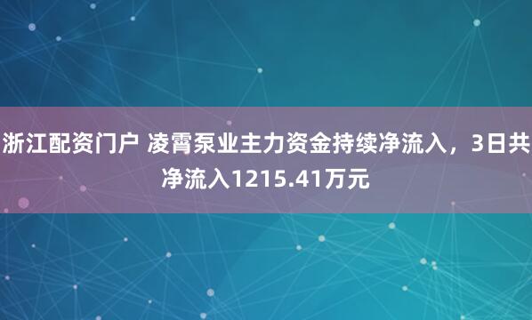 浙江配资门户 凌霄泵业主力资金持续净流入，3日共净流入1215.41万元